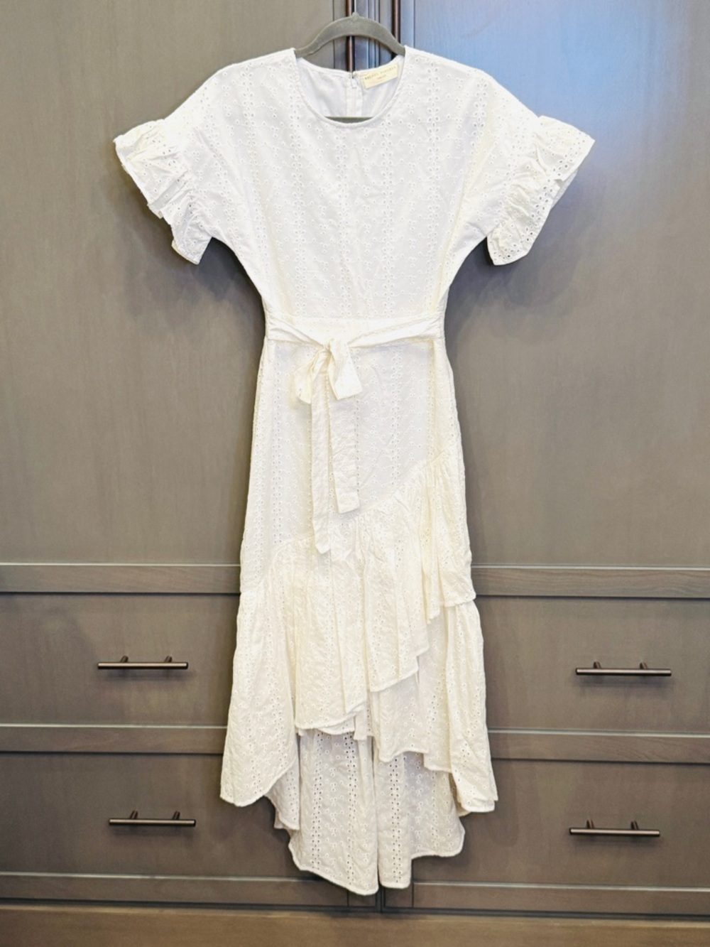 Rachel Parcell White Eyelet Ruffle Midi Dress - Size S